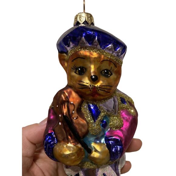 CHRISTOPHER RADKO ROMEOW GLASS CATNIP WITH INSTRUMENT FIDDLE ORNAMENT 7” VINTAGE - Picture 5 of 8
